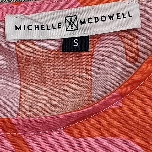 Nwot Michelle McDowell  Orange/Pink Cap Sleeve Leaf Shift Dress - Picture 4 of 15